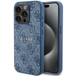 Husa Guess 4G Collection Leather Metal Logo MagSafe Case for iPhone 14 Pro - Blue