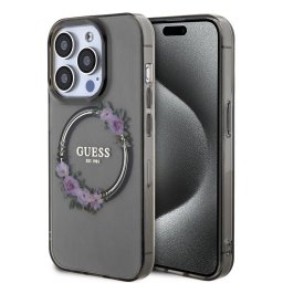 Husa Husa pentru iPhone 15 Pro Max - IML Flowers Wreath MagSafe (GUHMP15XHFWFCK) - Black