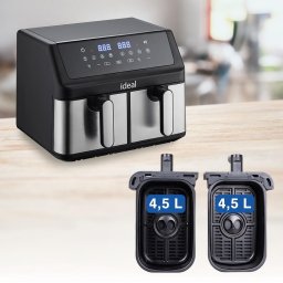Friteuza IDEAL Fat-free fryer, double horizontal 9L, 8 functions - including food drying