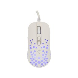 Mouse TRISTAN-2 GM-9004 – Mouse gaming cu fir USB, optic 7200 DPI, 7 butoane + scroll, iluminare RGB, alb