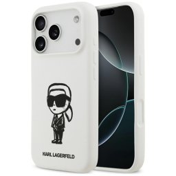 Husa Husa pentru iPhone 17 Pro - Karl Lagerfeld Silicone Sketch & Logoe (KLHMP17LSKIGROH) - White Karl