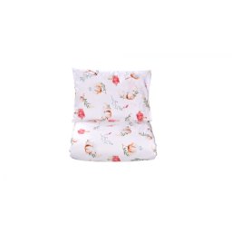Set complet lenjerie 5 piese, pentru patut stivuibil gradinita, model flori de bumbac