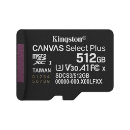 Card Memorie microSDXC Kingston Canvas Select Plus SDCS3/512GBSP 512GB, Class 10, UHS-I U3, V30, A1