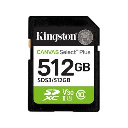 Card Memorie SDXC Kingston Canvas Select Plus SDS3/512GB, Class 10, UHS-I U3, V30, A1