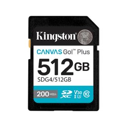 Card Memorie SDXC Kingston Canvas Go Plus SDG4/512GB, Class 10, UHS-I U3, V30, A2