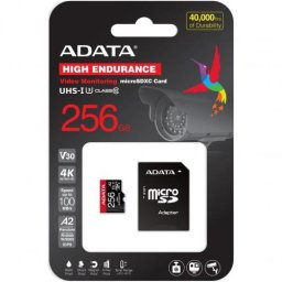 Card Memorie microSDXC A-data High Endurance AUSDX256GUI3V30SHA2-RA1 256GB, Class 10, UHS-I U3, V30, A2 + Adaptor SD