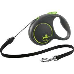 Lesa Flexi Black Design, Retractabila, Snur, marimea S, 5 m/12 kg, Verde