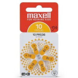 Set 2 x 6 Baterii Zinc Air pentru Aparatul Auditiv ZA10 PR536, Maxell