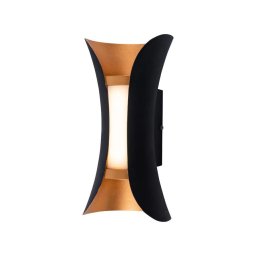 Aplica LED de exterior Ucrus 12W, negru cu auriu, lumina calda 3000K