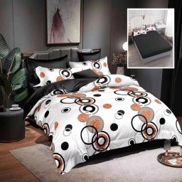 Lenjerie de pat finet 6 piese cu cearceaf elastic, 200x230, Circles