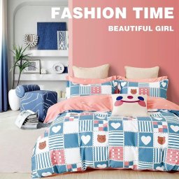 Lenjerie de pat Percale 1 persoana, 3 piese, bumbac roz PRC19