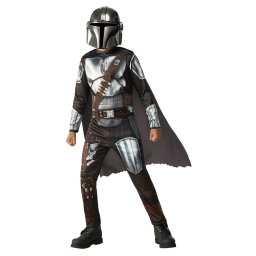 Costum de carnaval Mandalorian clasic pentru copii, cu masca si pelerina
