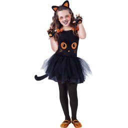 Costum de carnaval pentru fetite Pisicuta vesela, set complet 5 piese