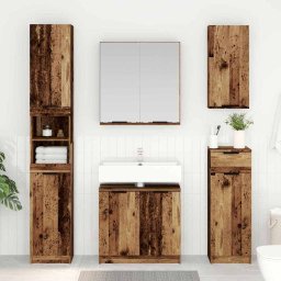 Set dulap baie cu raft cu usa 3 pcs Lemn Vechi Lemn compozit GartenMobel Dekor