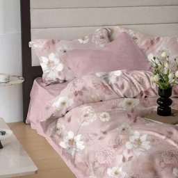 Lenjerie de pat finet 6 piese roz floral Blush Garden, 200x230, Extra