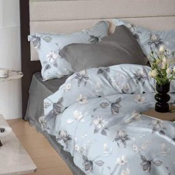 Lenjerie de pat finet 6 piese Sky Blossom, bumbac, 2 persoane, Extra