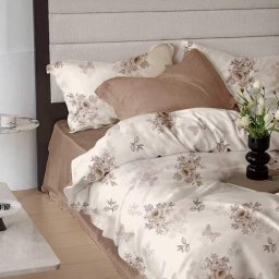 Lenjerie de pat finet 6 piese bej Vanilla Bloom, 200x230, Extra