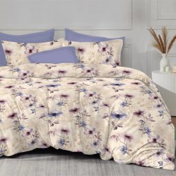 Lenjerie de pat finet 6 piese cu elastic, Violet Harmony, 200x230