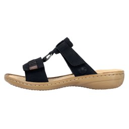 Papuci dama, Rieker, 60881-00-Negru, casual, piele ecologica, cu talpa joasa, negru (Marime: 41)