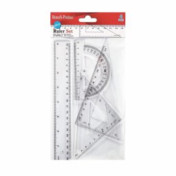 Set geometrie Memoris-Precious, rigla 20 cm, 2 echere, 1 raportor