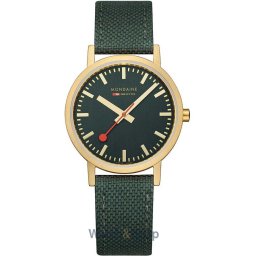 Mondaine Mondaine A660.30314.60SBS Ladies Watch Classic Green And Gold 36mm 3ATM A660.30314.60SBS