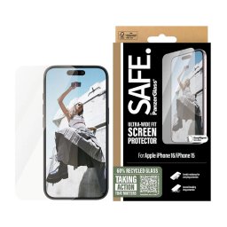 Folie PanzerGlass SAFE Ultra-Wide Fit pentru iPhone 16 / iPhone 15, protectie clara