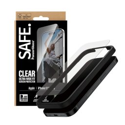 Folie PanzerGlass SAFE Ultra-Wide Fit pentru iPhone 17 / 16 Pro, EasyAligner, clear