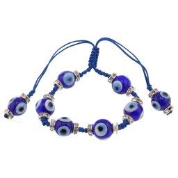 Bratara reglabila cu snur albastru si ochi protectori, 10mm