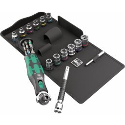 Wera 8009 Zyklop Pocket Set 3, 27-piece, bit set (black/green, reversible ratchet for 3/8", 1/4")