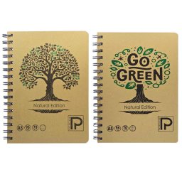 Caiet A5 cu spira, 96 file, hartie 70 g/mp, coperta kraft, Paperland Go Green