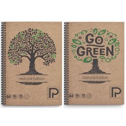 Caiet A4 cu spira, 96 file, hartie 70 g/mp, coperta kraft, Paperland Go Green