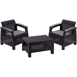 Set mobilier gradina Corfu Weekend 223250, 77x57x42 cm, 2 locuri, Polipropilena, Gri
