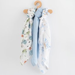 Cotton diapers with print New Baby 70x80 cm 3 pcs BOY
