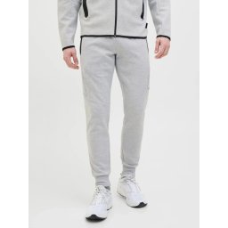 Jack & Jones Pantaloni de trening barbati, cu talie medie, Slim fit, JPSTWILL FUSION, Gri deschis (SELECTATI MARIMEA: XL)