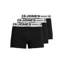 Jack & Jones Underwear barbati Set 3 perechi de boxeri, cu talie medie, SENSE, Negru (SELECTATI MARIMEA: S)