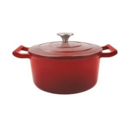 Set 2 x Cratita cu Capac, Rosie, din Fonta Emailata, 22 cm, 2.85 l, Grunberg