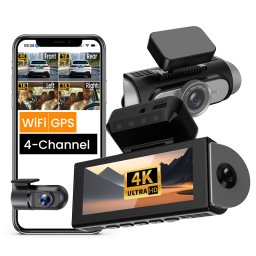 Camera Auto DVR iSEN M88PRO, 4 Canale, 4K + 3 1080P, GPS, WiFi, G-Sensor, Monitorizare Parcare, Ecran 3.39 , Inregistrare Fata Spate Lateral