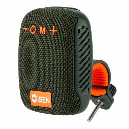 Boxa Portabila Bluetooth iSEN 392, Verde Inchis, Montare Rapida pe Ghidon Bicicleta sau Trotineta Electrica, 5W, TWS, Bluetooth 5.3, IPX5, Sunet Stereo 360 , Suport Inclus