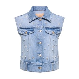 ONLY Vestă 'ONLONUR' albastru denim / alb perlat