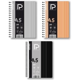 Caiet A5 cu spira, 80 file, hartie 90 g/mp, coperta plastic PP500, Paperland Exklusiv