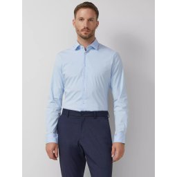s.Oliver BLACK LABEL, Camasa barbati din amestec de bumbac, cu croiala Tailored fit, Albastru deschis (SELECTATI MARIMEA: 38)