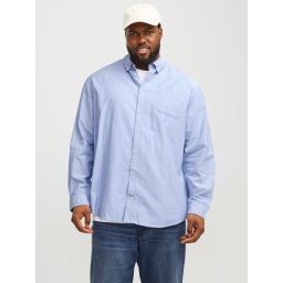 Jack & Jones Plus Camasa casual barbati big sizes, din bumbac organic, Albastru (SELECTATI MARIMEA: 8XL)