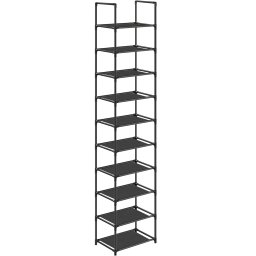 Suport pentru pantofi Songmics cu 10 nivele, metal si textil, negru