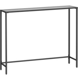 Masa consola VASAGLE 100x20x80 cm cu sticla securizata si cadru metalic negru