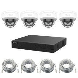 Kit supraveghere IP Hilook, 4 camere 6MP, Iluminare duala 30m, Microfon, PoE, NVR 4 canale, 4 porturi, Patchcord cablu UTP CAT5