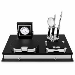 Set de Birou Luxury Business Desk Black , Organizator Executiv cu Ceas E i Accesorii