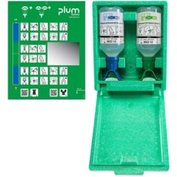Statie pentru clatirea ochilor in cutie, cu solutie 200 ml pH Neutru 4.9 fosfat si 500 ml 0.9 clorura de sodiu, Plum
