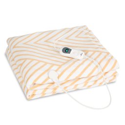 Klarstein Dr. Watson XXL, pătură electrică, 120 W, 200 x 180 cm, coral fleece, bej, linii (HZD2-DeWatsonXXL-BE)