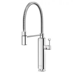 Baterie sanitara semiprofesionala bucatarie Smeg MDF50SS, 5 bar, Brat mobil, Pipa rotativa la 360°, Otel inoxidabil