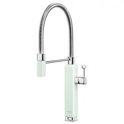 Baterie sanitara semiprofesională bucatarie Smeg MDF50PG, 5 bar, Brat mobil, Pipa rotativă la 360°, Verde pastel